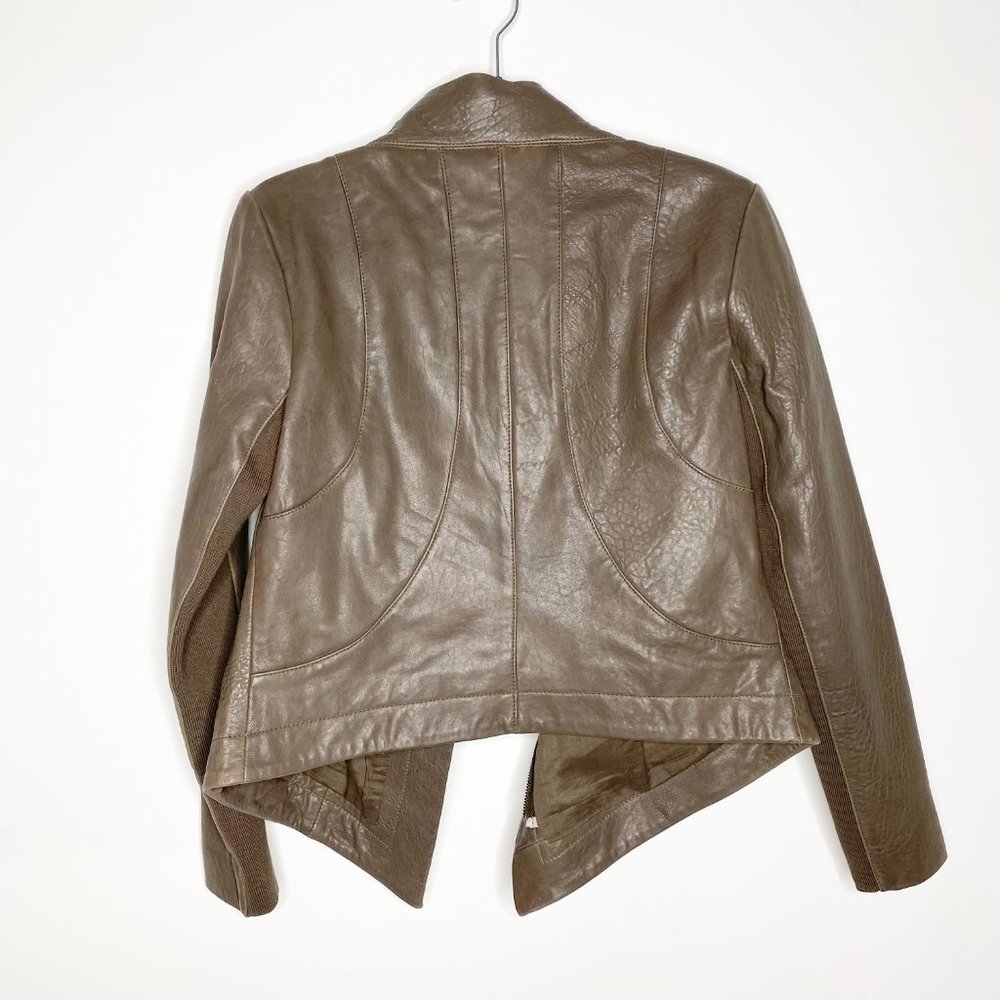 7 FOR ALL MANKIND Real Grey Leather Moto Jacket S - Picture 10 of 15